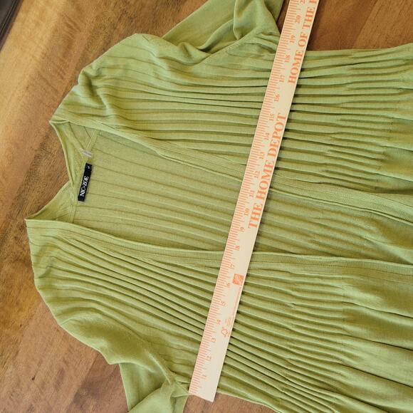 Nic + Zoe Open Cardgian Womens Large Green Pleat Cotton Blend Lightweight - Picture 8 of 9